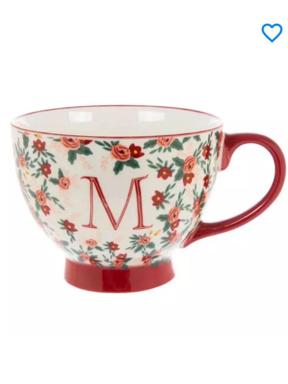 Hobby Lobby Red-Accent Floral 'M' Letter Mug
